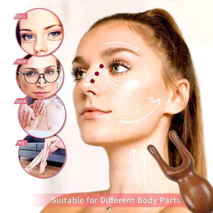 Natural Sandalwood Gua Sha Multi-Use Tool – Face Shoulder Back & Legs Massage