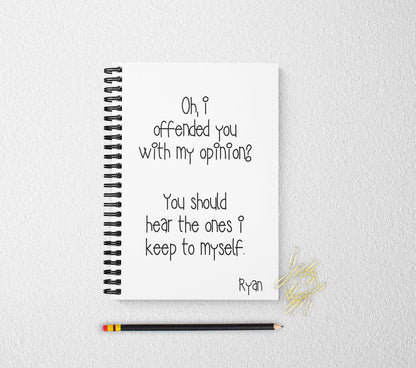 Sarcastic journal personalized notebook personalized custom journal personalized journal gift