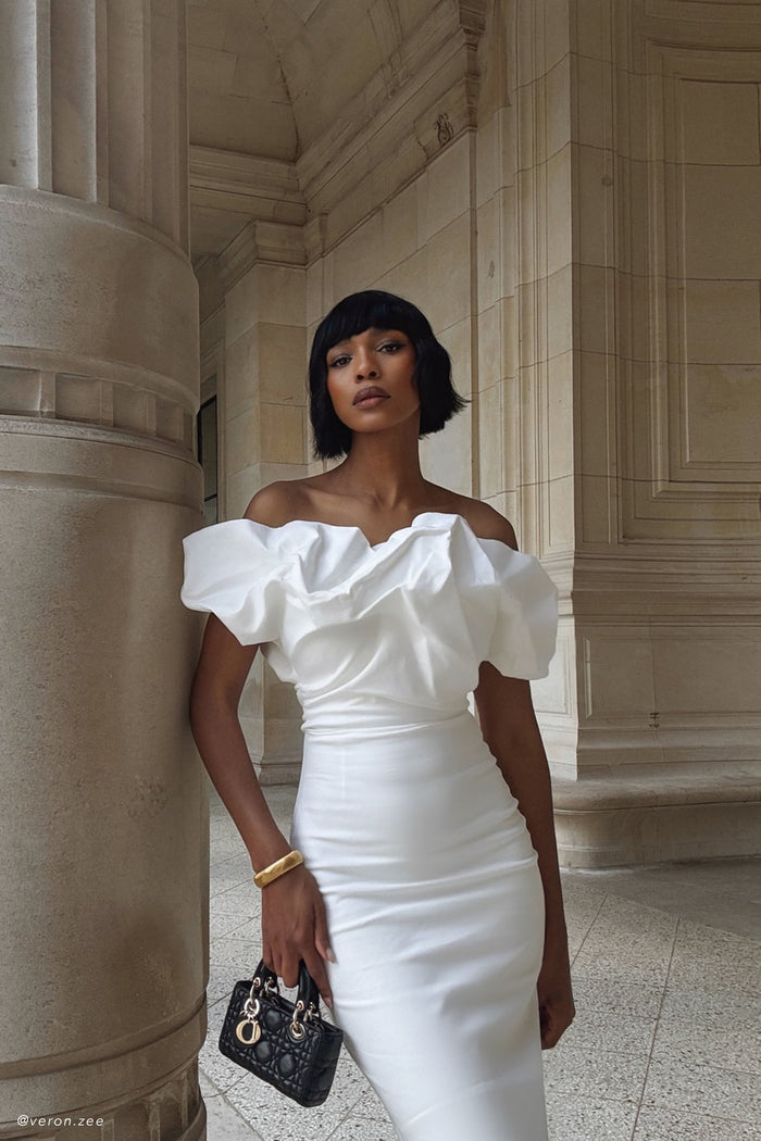 Sariya Sculptural Maxi Dress - White