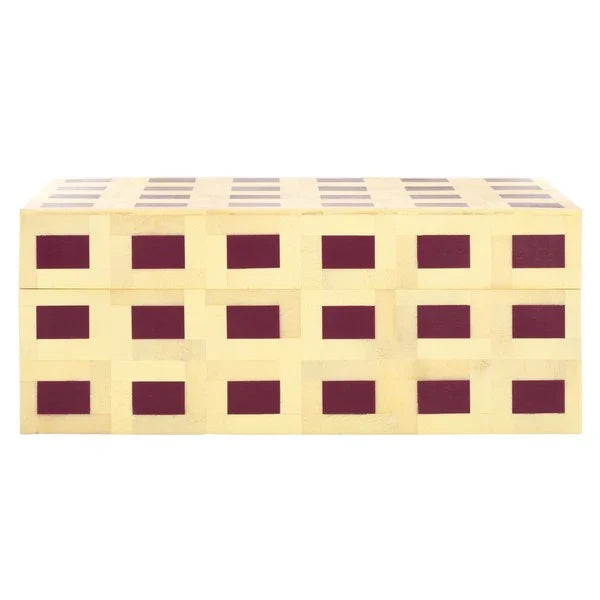 Sati Resin Decorative Box in Yellow and Burgundy (Set of 2)