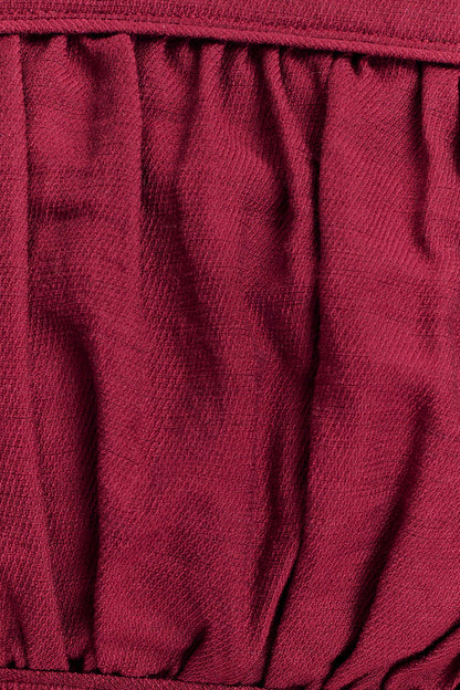 Scottie Shirred Linen Bandeau - Wine