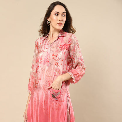 Seafoam Pink Color Muslin Kurta Set