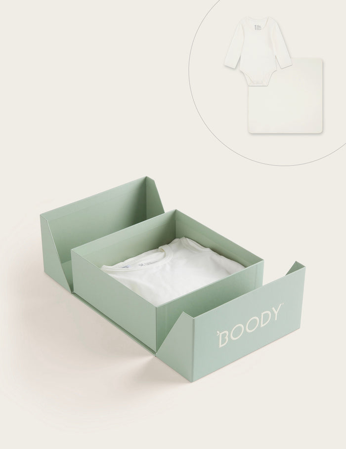 Set Giftbox - Baby Long Sleeve Bodysuit & Jersey Wrap - Heather Grey