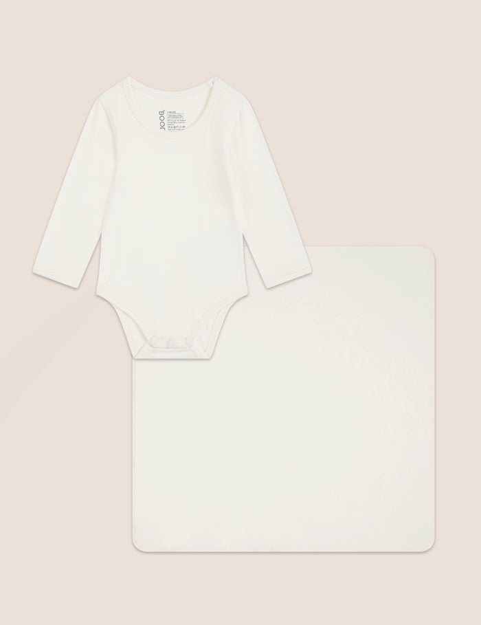 Set Giftbox - Baby Long Sleeve Bodysuit & Jersey Wrap - Heather Grey