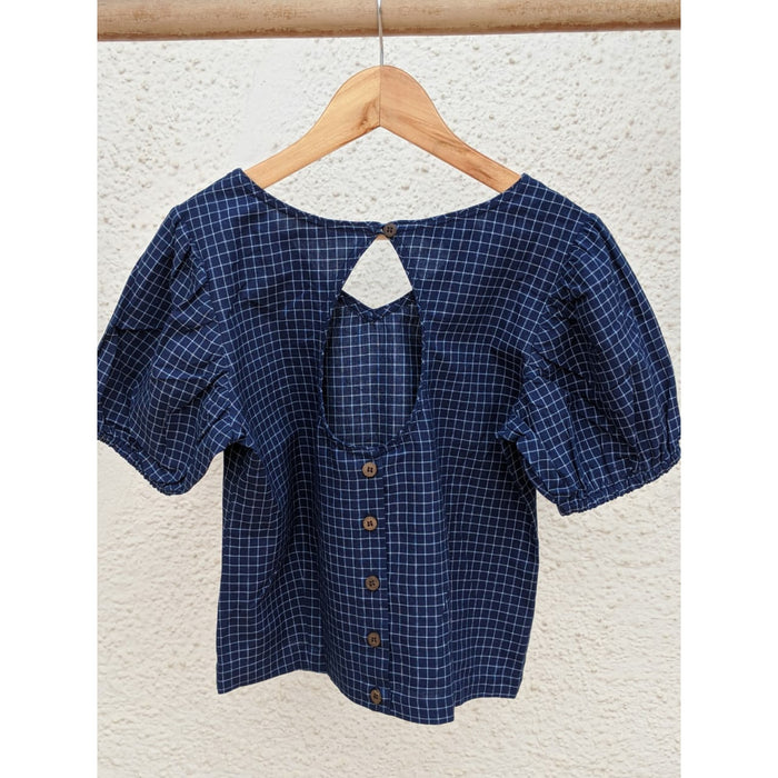 Shakti Crop Top - Indigo White Checks