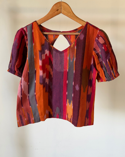 Shakti Crop Top - Red Multi Ikat