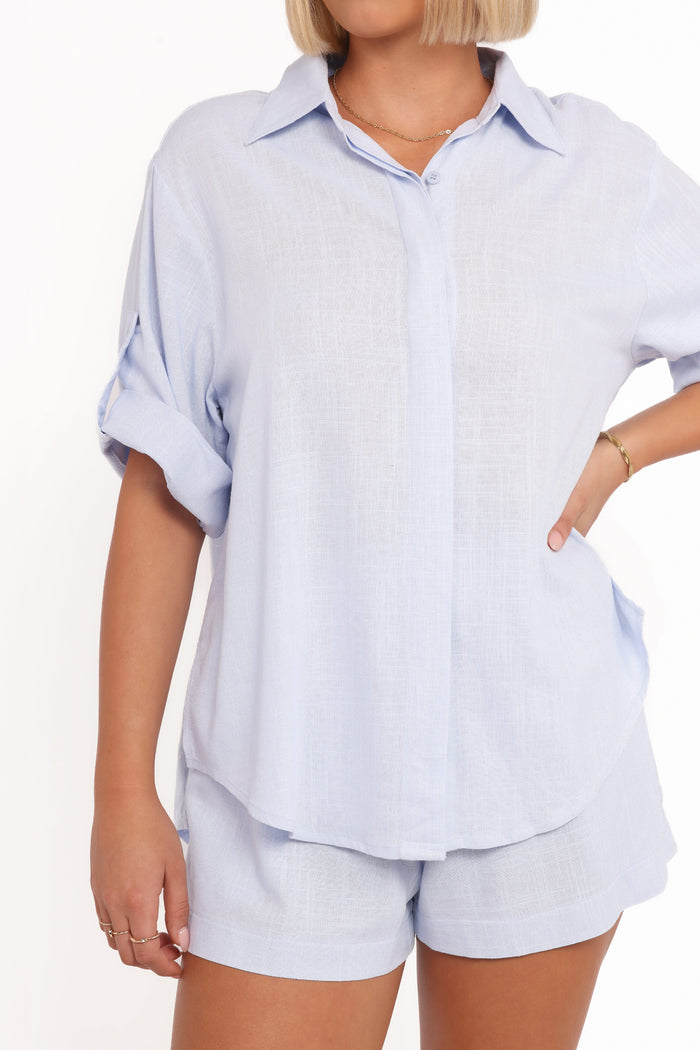 Petal and Pup USA TOPS Shelley Short Sleeve Shirt - Pale Blue