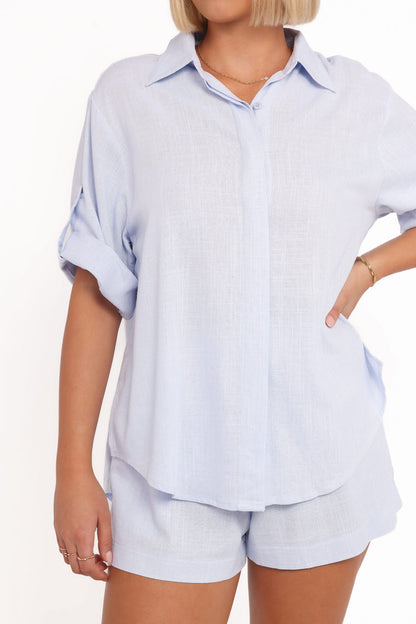 Petal and Pup USA TOPS Shelley Short Sleeve Shirt - Pale Blue