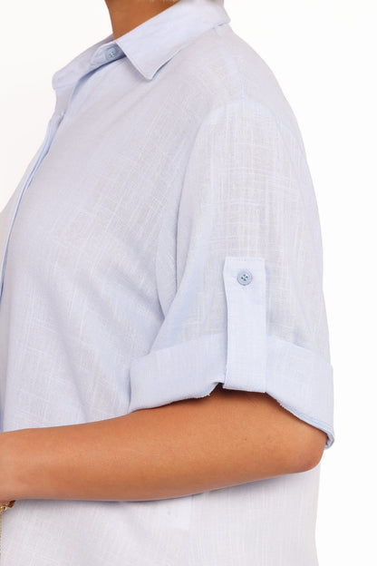 Petal and Pup USA TOPS Shelley Short Sleeve Shirt - Pale Blue