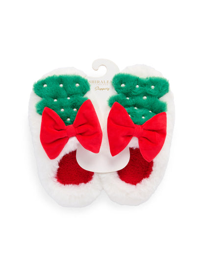Shiraleah Christmas Tree Slippers WHITE / S/M