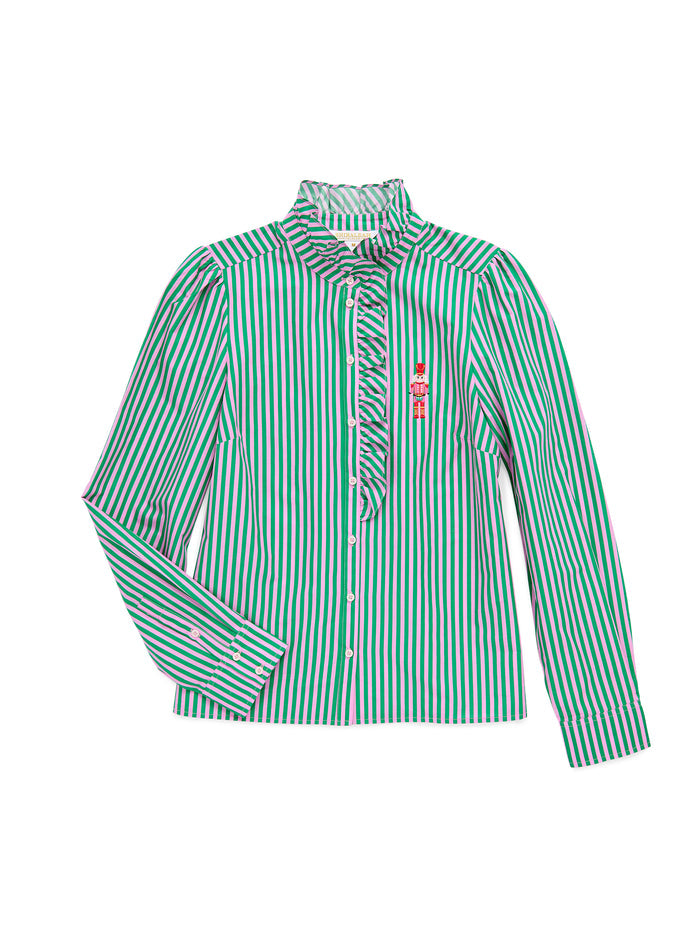 Shiraleah Nutcracker Ruffle Blouse GREEN / EXTRA SMALL