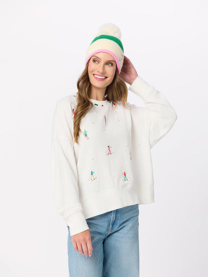 Shiraleah Skiers With Pearls Relaxed Sweatshirt IVORY / EXTRA SMALL