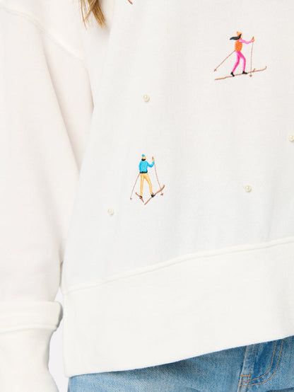 Shiraleah Skiers With Pearls Relaxed Sweatshirt IVORY / EXTRA SMALL
