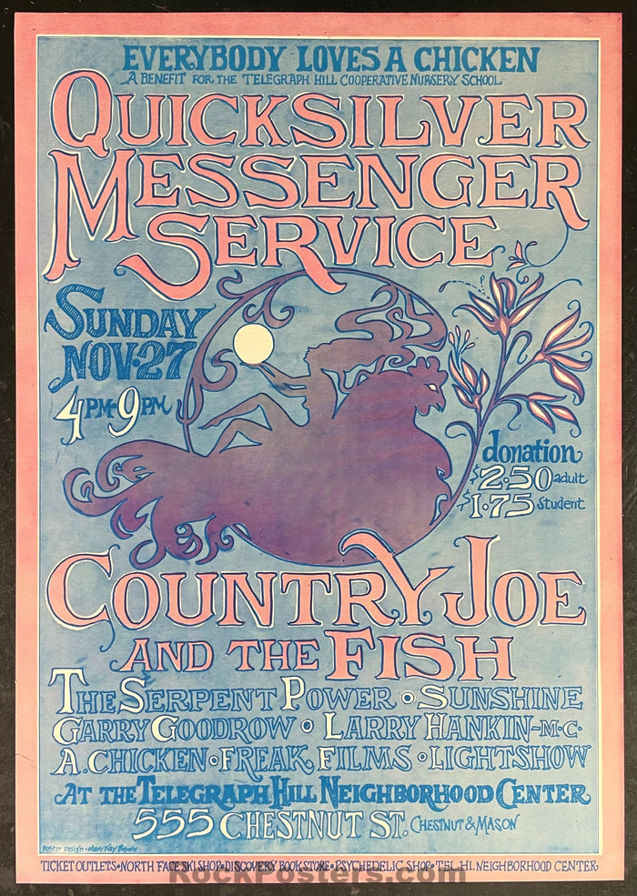 AUCTION - Quicksilver Messenger - Country Joe and the Fish - 1966 Benefit Poster - Near Mint Minus-544906-333214