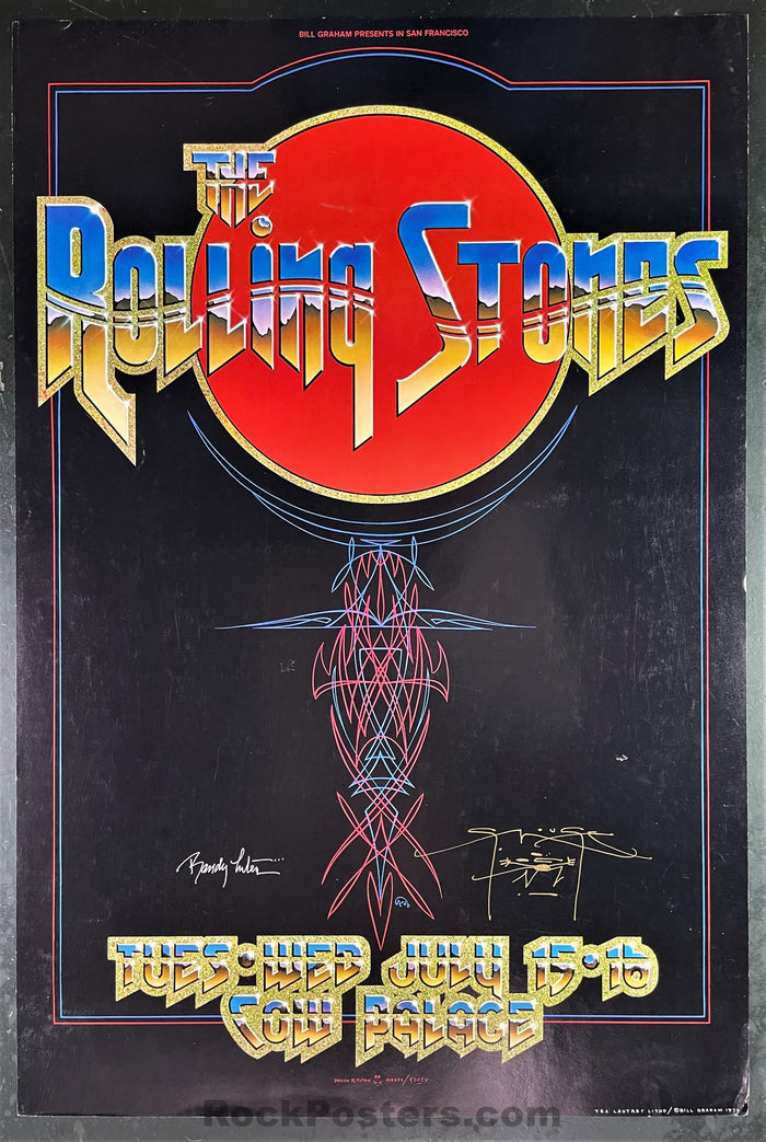 AUCTION - AOR-4.41 - The Rolling Stones - Mouse & Tuten Signed - 1975 Poster - Cow Palace - Excellent-472723-277472