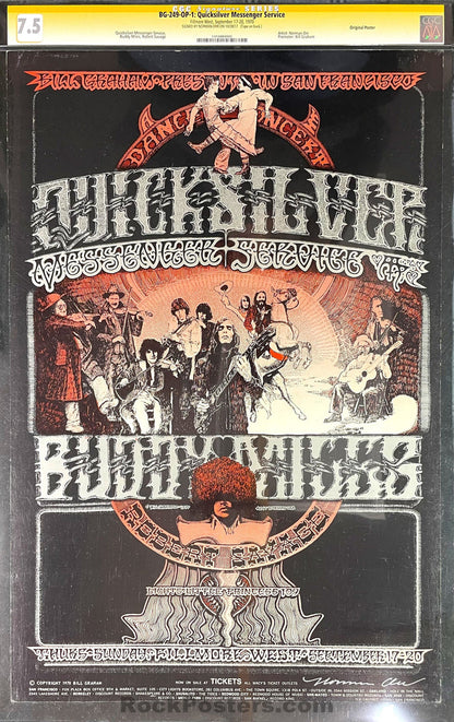AUCTION - BG-249 - Quicksilver Messenger - Norman Orr Signed - 1970 Signed Poster - Fillmore West - CGC Graded 7.5-532684-333232