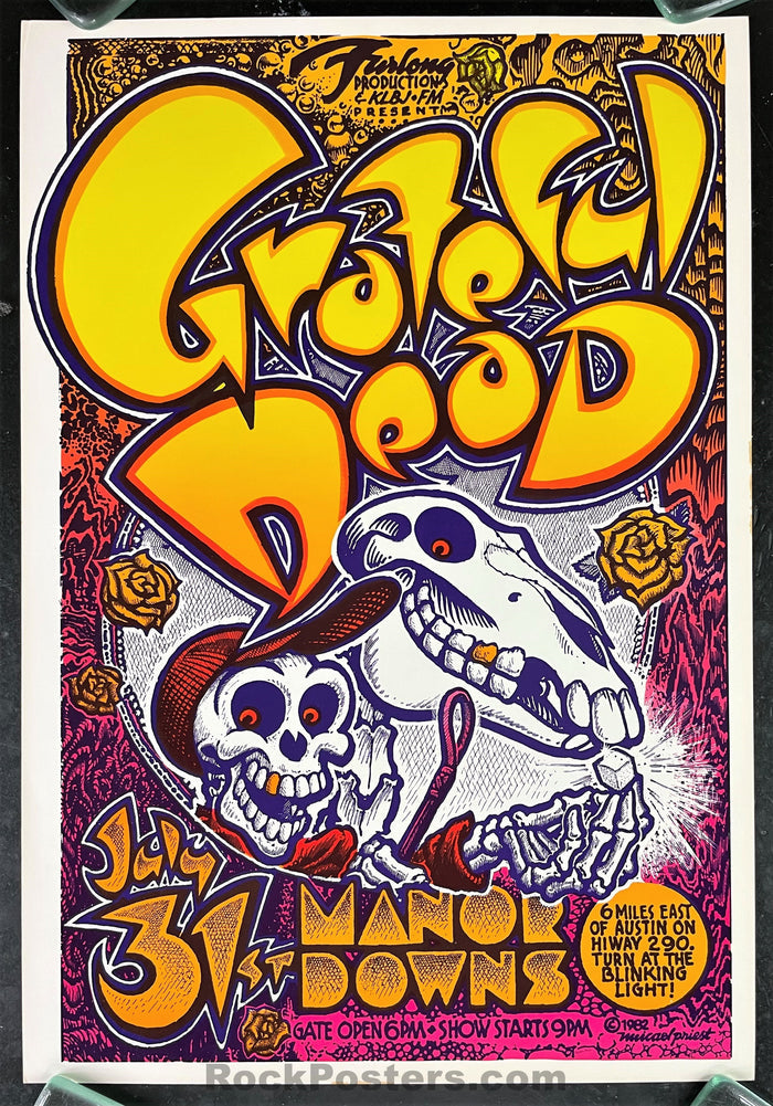 AUCTION - AOR 4.159 - Grateful Dead - 1982 Texas Poster - Manor Downs - Near Mint Minus-469169-277478