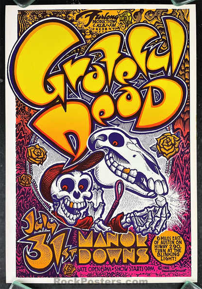 AUCTION - AOR 4.159 - Grateful Dead - 1982 Texas Poster - Manor Downs - Near Mint Minus-469169-277478
