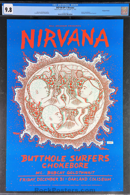 AUCTION -  BGP-90 - Nirvana New Years Eve - 1993 Poster - Cow Palace - CGC Graded 9.8-464952-277491