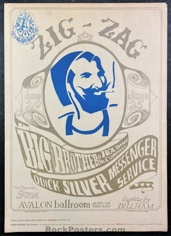 AUCTION - FD-14 Silver Version - Big Brother - 1966 Poster - Avalon Ballroom - Very Good-468960-277519