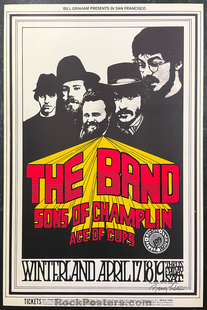AUCTION - BG-169 - The Band - Randy Tuten Signed - 1969 Poster - Winterland - Excellent-543330-333361