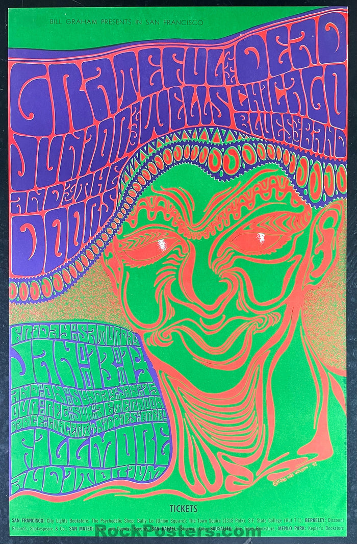 AUCTION - BG-45 - Grateful Dead Doors - 1967 Poster - Fillmore Auditorium - Near Mint Minus-543339-333370