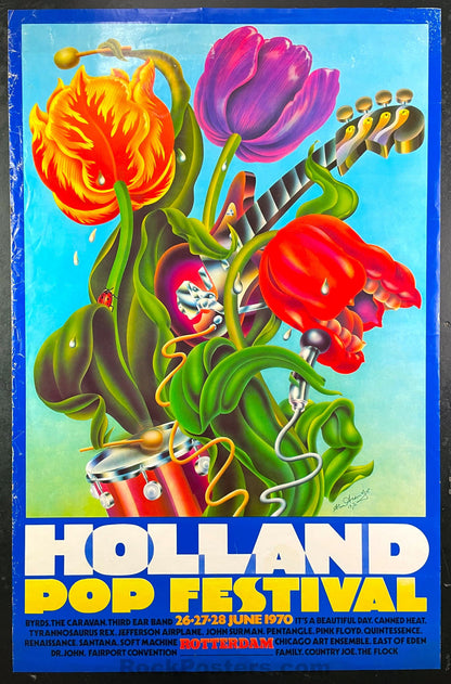 AUCTION - Pink Floyd T Rex - Holland Pop Festival - 1970 Concert Poster - Good-496729-296214