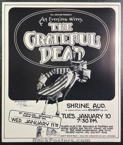 AUCTION - Grateful Dead - Tuten Signed - 1977 Poster - Shrine Auditorium - Near Mint Minus-495565-296219