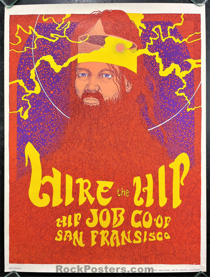 AUCTION - AOR-2.354 - Hire the Hip - 1967 Poster - Haight Ashbury Job Co-Op - Excellent-494107-296222