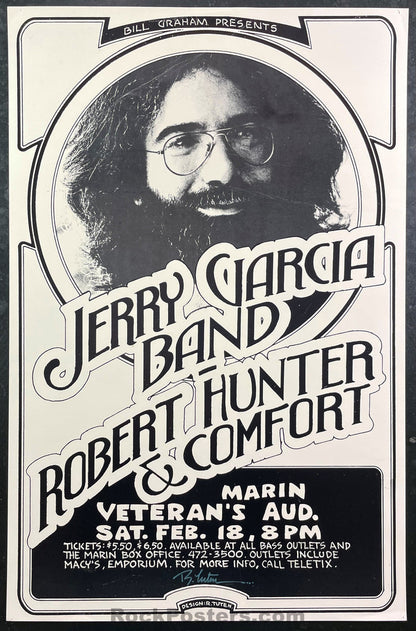 AUCTION - Jerry Garcia Band - Randy Tuten Signed - 1978 Poster - San Rafael - Very Good-495858-296227