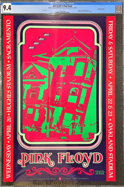 AUCTION -  BGP-22 - Pink Floyd - 1988 Poster - Oakland & Hughes Stadium - CGC Graded 9.4-493078-296240