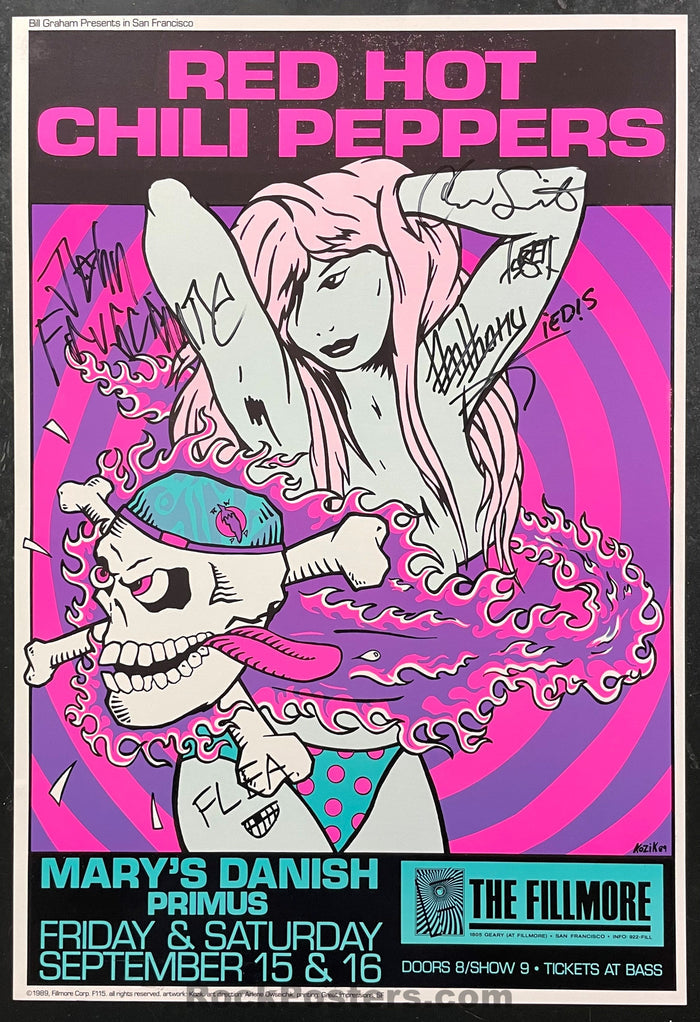 AUCTION - BGF-115 - Red Hot Chili Peppers - Band Signed 1989 - Fillmore Poster - Near Mint-544810-333408
