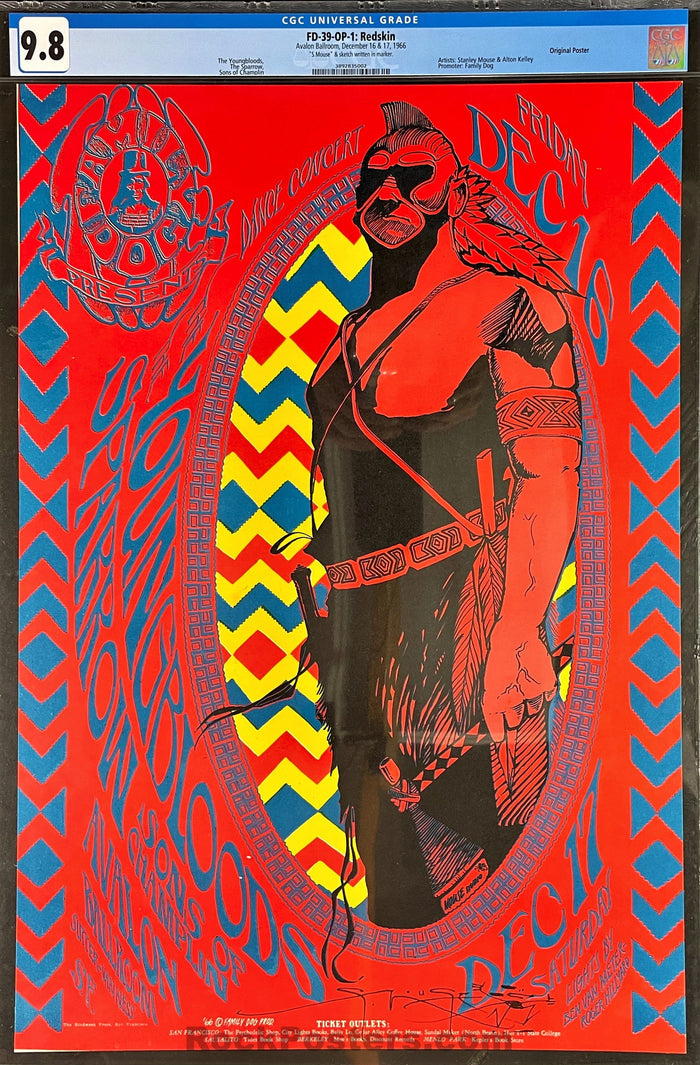 AUCTION - FD-39 - The Youngbloods - Mouse Signed - 1966 Poster - Avalon Ballroom - CGC Graded 9.8-493130-296264