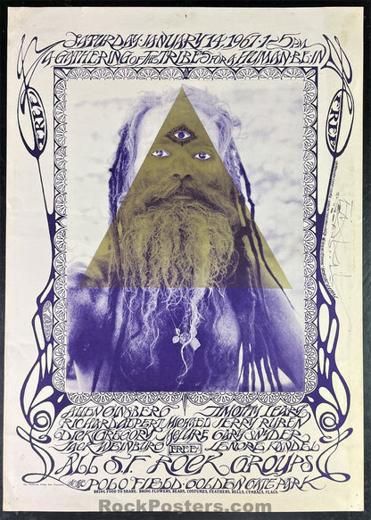 AUCTION - AOR-2.217 - Human Be-In - Grateful Dead - Mouse Signed - 1967 Poster - Golden Gate Park -  Very Good-494542-296270
