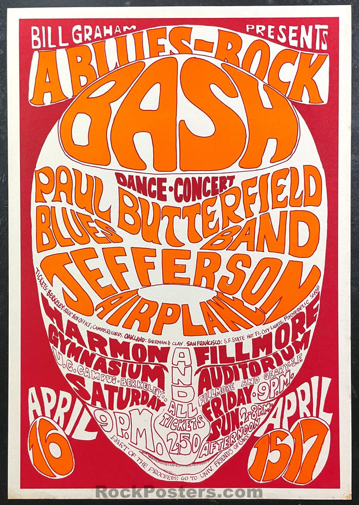 AUCTION - BG-3 - Jefferson Airplane - 1966 Poster - Fillmore Auditorium - Near Mint Minus-544693-333417