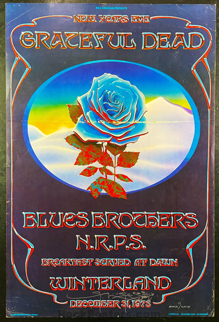 AUCTION - AOR-4.38 - Grateful Dead Blue Rose - Stanley Mouse Signed - 1978 Poster - Winterland  - Good-496365-296316