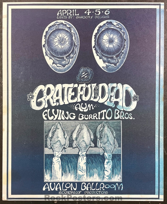 AUCTION - AOR 2.26 - Grateful Dead Gram Parsons - 1969  Variant Poster - Avalon Ballroom - Near Mint Minus-542716-333455