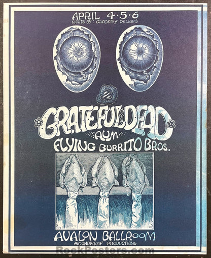 AUCTION - AOR 2.26 - Grateful Dead Gram Parsons - 1969  Variant Poster - Avalon Ballroom - Near Mint Minus-542716-333455