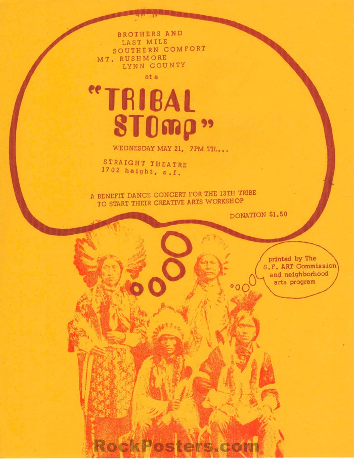 AUCTION - Benefit Tribal Stomp - 1969 Handbill - Straight Theater - Near Mint-544921-333055