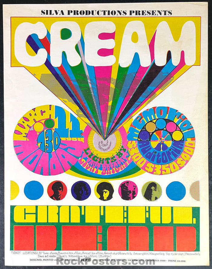 AUCTION - AOR 3.10 - Cream Grateful Dead - 1968 Poster - Sacramento - Excellent-543228-333474