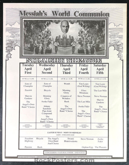 AUCTION - Timothy Leary - Messiah's World Communion - 1969 Calendar Poster - Straight Theater - Near Mint Minus-544920-333058