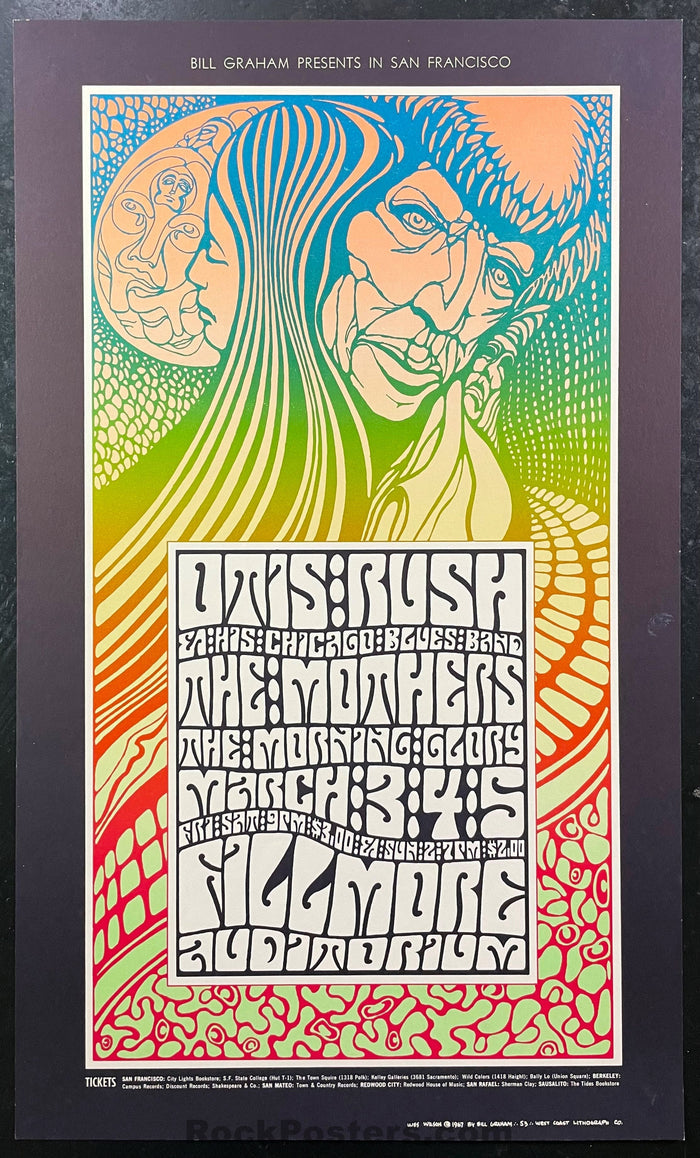 AUCTION - BG-53 - Zappa Mothers Otis Rush - 1967 Poster - Fillmore Auditorium - Near Mint-543338-333060