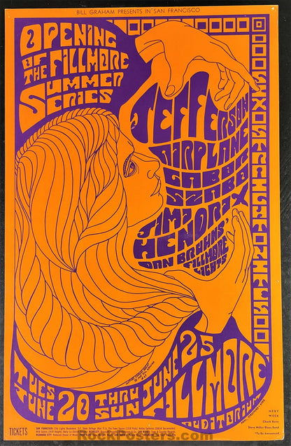 AUCTION - BG-69 - Jimi Hendrix Experience - Jefferson Airplane - 1967 Poster - Fillmore Auditorium - Excellent-468958-277463
