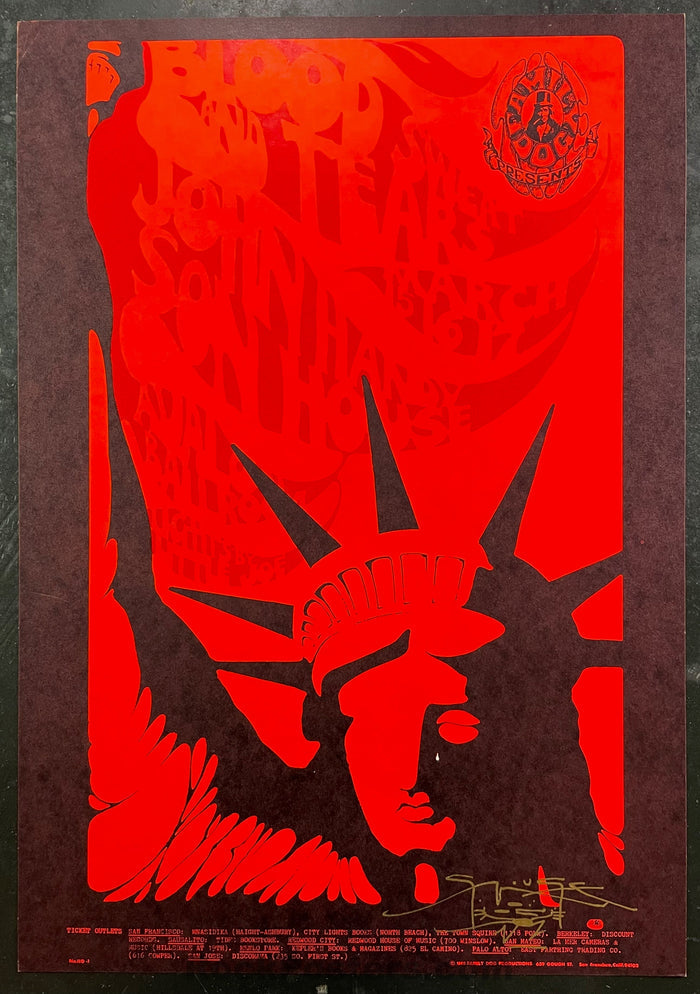 AUCTION - FD-110 - Blood Sweat & Tears - Stanley Mouse Signed - 1968 Poster - Avalon Ballroom - Near Mint Minus-573605-362672