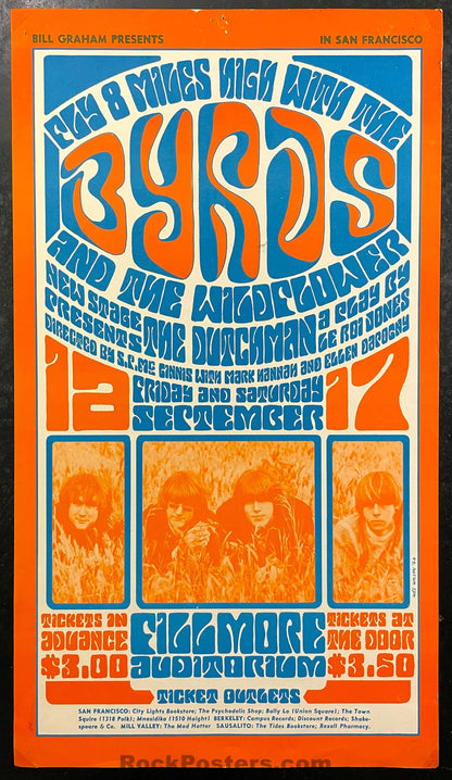 AUCTION - BG-28 - Byrds Wildflower - 1966 Poster - Fillmore Auditorium - Very Good-544622-333158