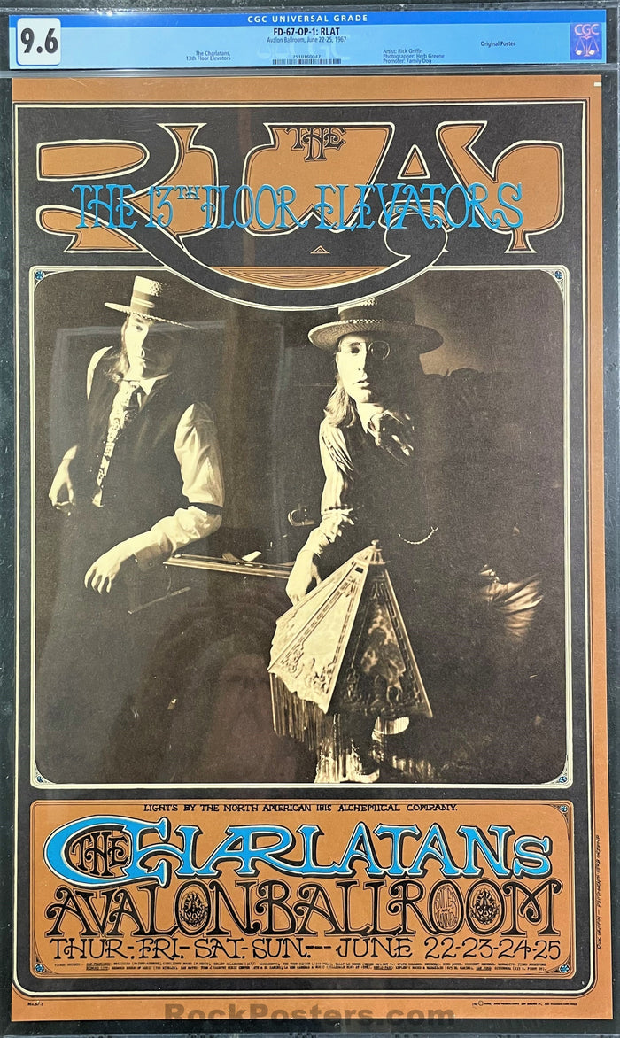 AUCTION - FD-67 - Charlatans 13th Floor Elevators - 1967 Poster - Avalon Ballroom - CGC Graded 9.6-535423-333170