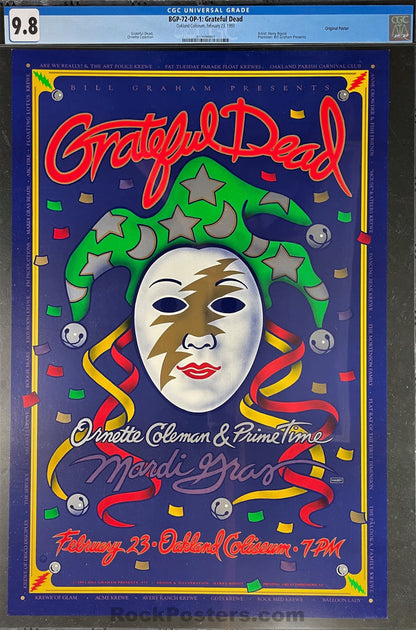 AUCTION - BGP-72 - Grateful Dead Ornette Coleman - Mardi Gras - 1993 Poster - Oakland Coliseum - CGC Graded 9.8-577287-362683