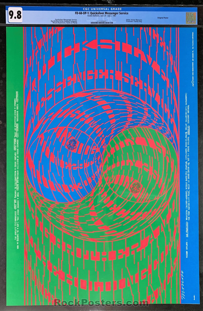 AUCTION - FD-68 - Quicksilver Janis Joplin - 1967 Poster - Avalon Ballroom - CGC Graded 9.8-535394-333176