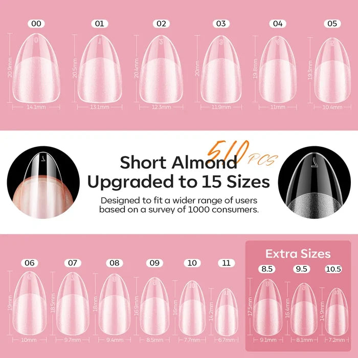 Short Almond Nail Tips Kit
