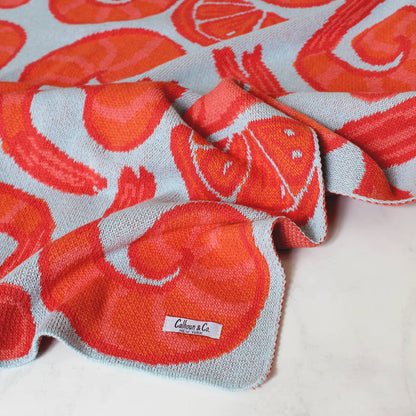 Shrimp Cocktail Knit Throw Blanket